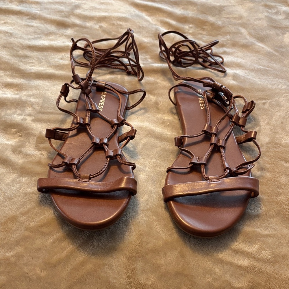 NEW WITHOUT TAGS! Express Lace-Up Brown Sandals